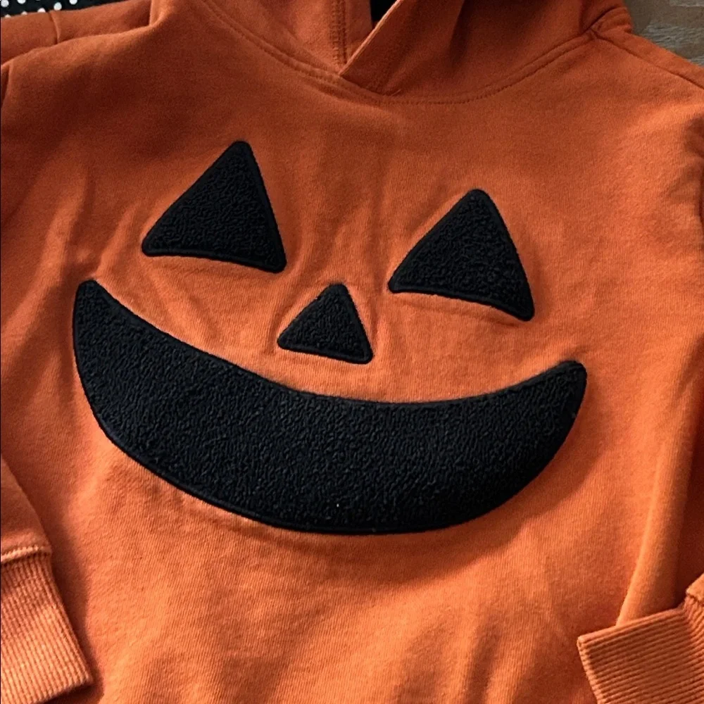 Gymboree Kids Black & Orange Jack-o’-lantern Pumpkin Hoodie Sweatshirt size 8